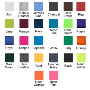 Hoodie Color Chart