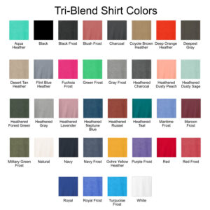 Tri-blend t-shirt colors